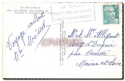 La Baule — Vista geral da praia e a Espiguade — Edições fotográficas JANSOL — Verso