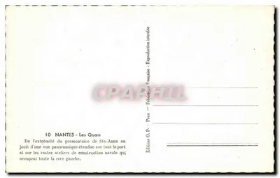 NANTES - Les Quais — panoramiczny widok na port i stocznie — Wydawnictwo O.P. Paris — Rewers