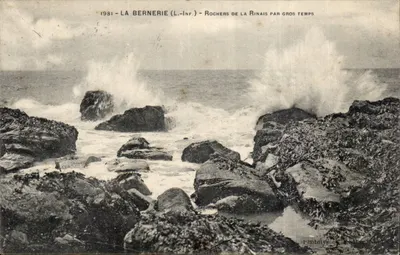 La Bernerie (L.-Inf.) — Rochers de la Rinais em tempo de tempestade — Fototipia
