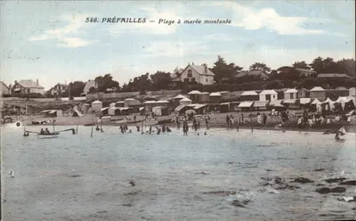 Préfailles — Praia com maré alta — Fototipia Jehle-Poupin, n°546