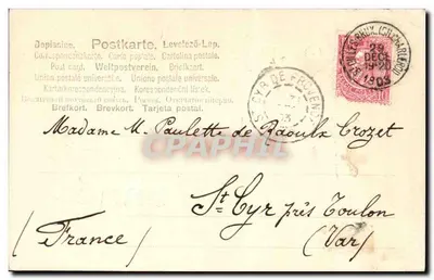 Brukselka — Rok 1904 — Dekoracyjna karta życzeń — Rewers