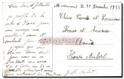 Horseshoe avec église enneigée — Bonne année — Henri et Hubert — Verso