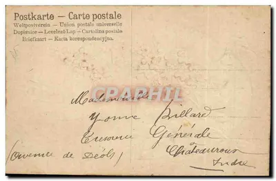 Paleta de pintor — flores de lavanda — editor Union postale universelle — Verso