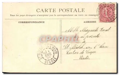 Dziecko wśród fioletowych kwiatów — 'TOUS MES VŒUX. et mes remerciements.' — wydawca nie widoczny — Rewers