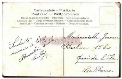 Bukiet niebieskich kwiatów — ptak noszący list — wydawca Graphil — Rewers