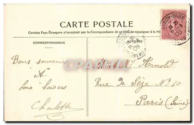Fleurs bleues et jaunes — dessin à l'encre — Charlotte, datée 16 Avril 1905 — Rewers