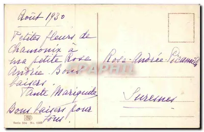 Flores de montanha — Chamonix — Phaérométrie-Offast, série 584 n°1509 — Verso