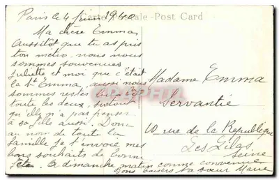 Dois dahlias — um laranja, um rosa — 6 junho 1940 — editor desconhecido — Verso