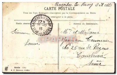 Pansy w koszyku — wydawca K.F. Éditeurs, Paryż, seria 1.627 — Rewers