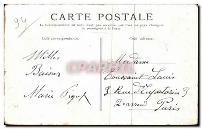 Bilhete postal antigo — La Marne no ponte de Créteil Bonneuil — Verso