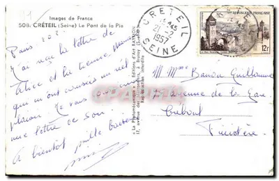 Créteil (Seine) — O Ponte de la Pie — Éditions d'Art Raymon — Verso