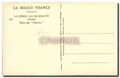 Piana — Rota das "Calanche" — Les Éditions d'Art YV 30, Paris — Verso