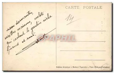 Pont-l'Évêque — Velhas Casas sobre a água do Yvle — Edição Artística « Modern' Papeterie » — Verso