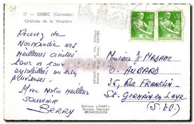 Castelo de la Vespière — Orbec (Calvados) — Gaby — Verso