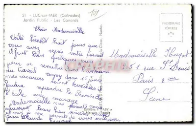 Luc-sur-Mer — Giardino Pubblico — I Cigni — Edizioni « BABY » — Verso