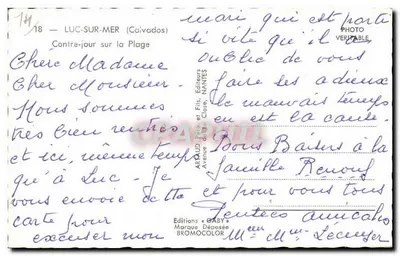 Luc-sur-Mer (Calvados) — Contraluz na Praia — Editor Gaby, n° 144 — Verso
