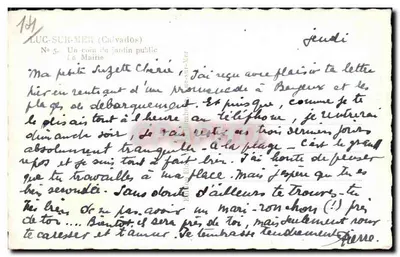 LUC-SUR-MER (Calvados) — Um canto do jardim público — Mairie, No 5 — Verso
