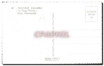 Deauville (Calvados) — « La Plage Fleurie » Hotel Normandie — Edições Gaby — Verso