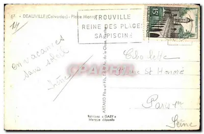 Fontaine - Praça Morny - Deauville — Edições Gaby, n°67 — Verso