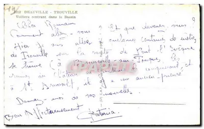 Deauville - Trouville — Segelboote, die zum Hafen zurückkehren — Antike Ansichtskarte Nr. 1012 — Rückseite