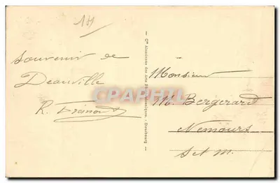Deauville - Strand Fleurie - Invoer van het Hotel Normandy — uitgever R. Dainard, n° 141 — Achterkant