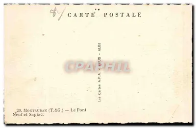 Montauban (T.&G.) — Most Nowy i Sapiac — Les Cartes A.P.A. — ALBI — Rewers