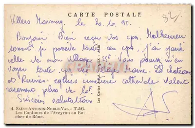 Saint-Antonin-Noble-Val — Kontury Aveyron na skale Bône — Karty A. ALBI — Rewers