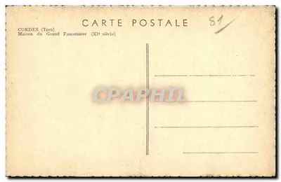 Cordes (Tarn) — Casa do Grande Falcão (século XI) — editor não identificado, n° de série 81 — Verso