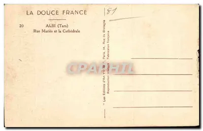 Albi — Rue Mariès i katedra — Les Éditions d'Art YV, Paryż — Rewers