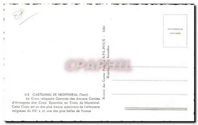 Croce reliquiera gemmata d'Armagnac — Croce di Montmiral — Société des Cartes Postales APA-ROUX — Verso