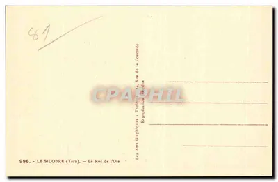 Roc de l'Oie — LB SIDOBRE (Tarn) — Wydawnictwo Graficzne, Toulouse — Rewers