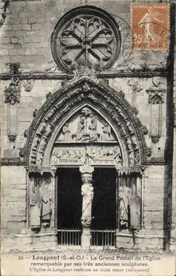 Longpont (S.-et-O.) — O Grande Portal da Igreja notável por suas antigas esculturas — Édit. Desrouillons, Montlhéry