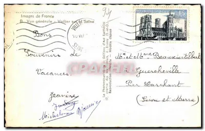 Villeneuve-Saint-Georges — vista generale con una barca a vela sulla Senna — Edizioni d'Arte RAYMON (S.-Brunoy) — Verso