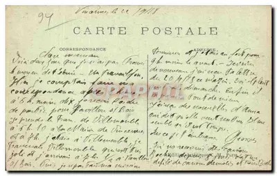 Vincennes — O Forte — Saída para o bairro da Artilharia — C.M. — Verso