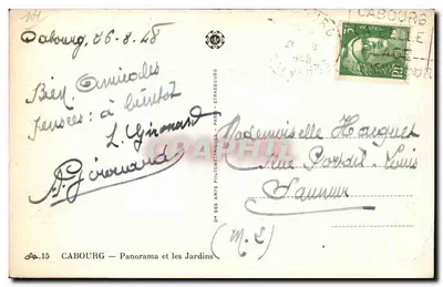 Cabourg — Panorama i ogrody — CM des Arts Photomécaniques — Rewers