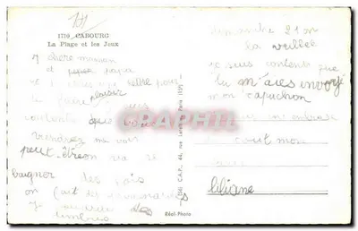 Cabourg — La Spiaggia e i Giochi — Réal-Photo — Verso