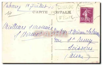 Cabourg — A Praia com maré alta — Editor Arnaud, n° 59 — Verso
