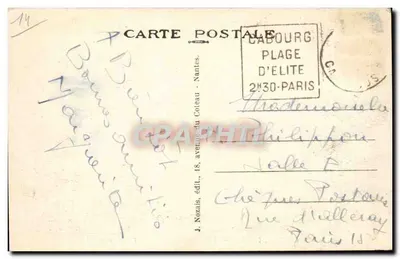 Cabourg (Calvados) — Wielki Hotel i Kasyno przy wybrzeżu — J. Nozais, wyd., 18, avenue du Coteau - Nantes — Rewers