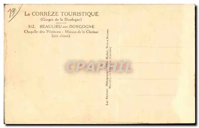 Capilla de los Penitentes - Casa de la Clarissa — Gorges de la Dordogne — Edición Michel, Marcillac (Corrèze) — Reverso