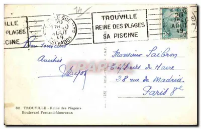 Vista di Trouville-sur-Mer — fiume e passeggiata — editore «REAL-PHOTO» n°501 — Verso