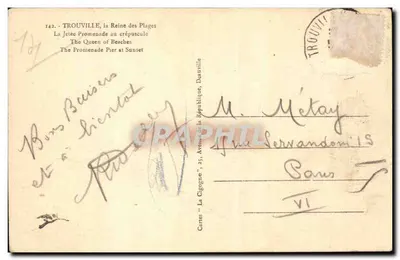 A Ponte de Trouville — A Promenade ao entardecer — Cartas 'La Cigogne', Trouville — Verso