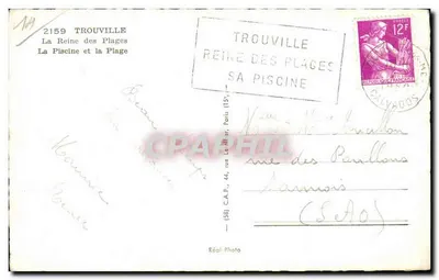 Trouville — La Piscine et la Plage — Réal Photo — Verso