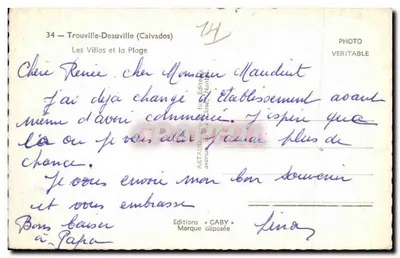 Trouville-Deauville (Calvados) — As Villas e a Praia — Edições Caby, n°34 — Verso
