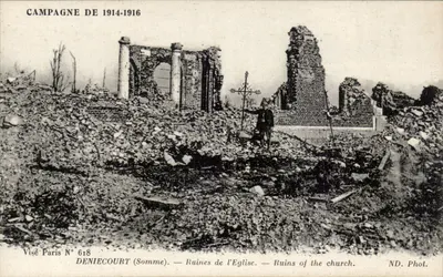 Deniécourt (Somme) — Ruínas da igreja — Visé Paris N° 618