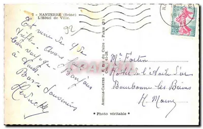 Nanterre (Seine) — A Prefeitura — editor Apelle-Cartes, n°41-28 — Verso