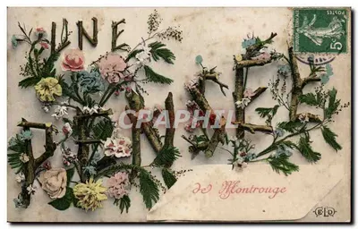 Uma lembrança — decorada com flores e galhos — de Montrouge