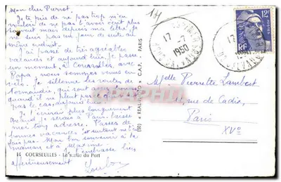 Courselles - Port — widok morski z łodzią i latarnią morską — wydawca C.A.P. (seria 164) — Rewers