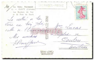 Skaliste wzniesienia Vey i Pain de Sucre — Dolina Orne — Wydawnictwo Gaby, Nantes — Rewers
