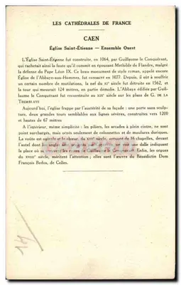 Caen (Calvados) — Katedra św. Etienne (Zbiór Zachodni) — Zbiór Kolarsine i Pautaubege — Rewers