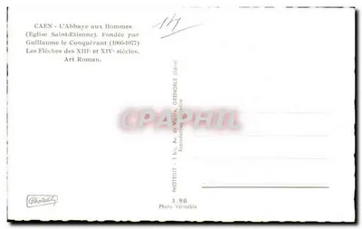 Caen - A Abadia dos Homens (Igreja de São Etienne) — fundada por Guilherme o Conquistador (1066-1077), flechas dos séculos XIII e XIV, Arte Romana — Photodit — Verso
